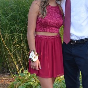 Two-piece Magenta Homecoming Dress